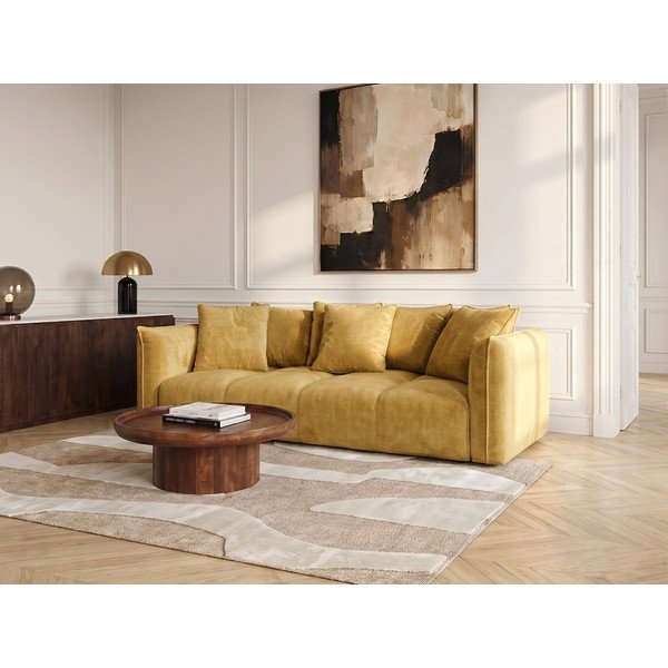 Geltonos spalvos sofa iš šenilinio audinio Harlem – Bobochic Paris-image-1