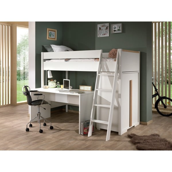 Balta vaikiška paaukštinta lova Vipack Londen, 90 x 200 cm-image-2