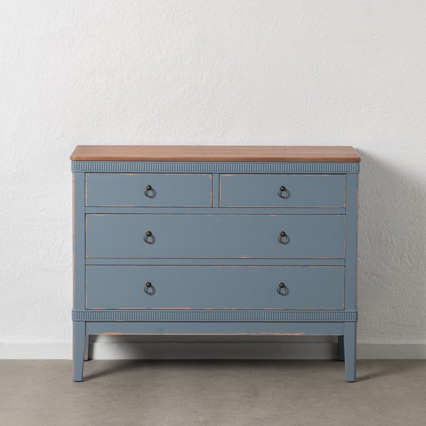 Iš kėnio masyvo žema šoninė spintelė mėlynos spalvos 115x90 cm Shabby – Ixia-image-3