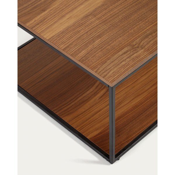 Tamsios natūralios spalvos kavos staliukas su riešutmedžio dekoro stalviršiu 60x110 cm Yoana – Kave Home-image-4