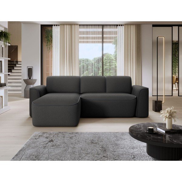Antracito spalvos iš boucle kampinė sofa (su kairiuoju kampu/su gultu) Ume – ELTAP-image-1