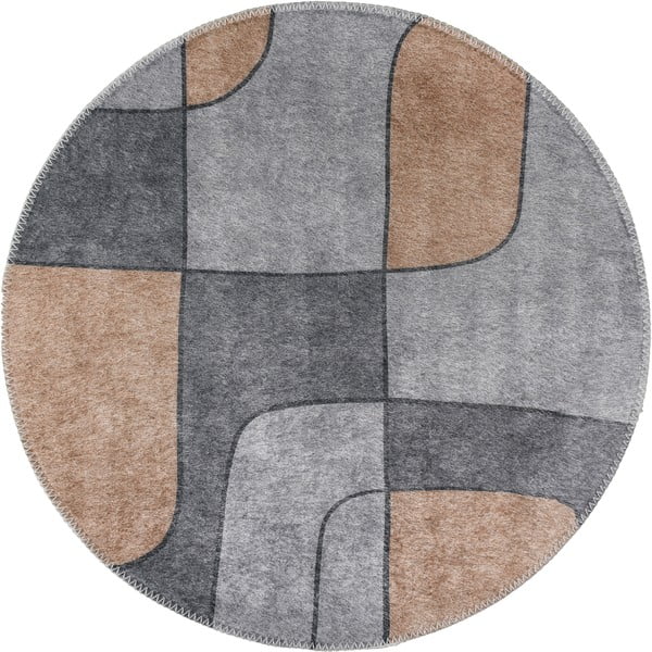 Skalbiamas apvalios formos kilimas pilkos spalvos ø 80 cm Yuvarlak – Vitaus