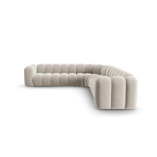 Kreminės spalvos iš velveto modulinė kampinė sofa Lupine – Micadoni -image-2