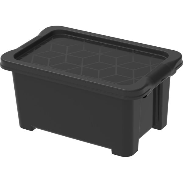 Blizgios juodos spalvos plastikinė laikymo dėžė su dangčiu Evo Easy - Rotho