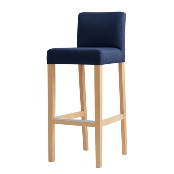 Mėlyna baro kėdė su natūraliomis kojomis
