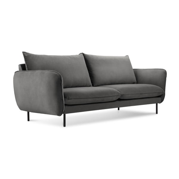 Tamsiai pilka aksominė sofa Cosmopolitan Design Vienna, 160 cm