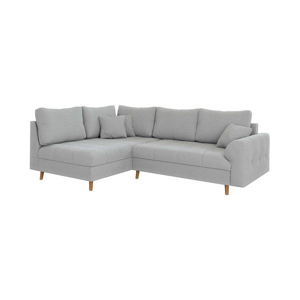 Pilkos spalvos iš kordinio velveto kampinė sofa (su kairiuoju kampu/„L“ formos) Ariella – Ropez