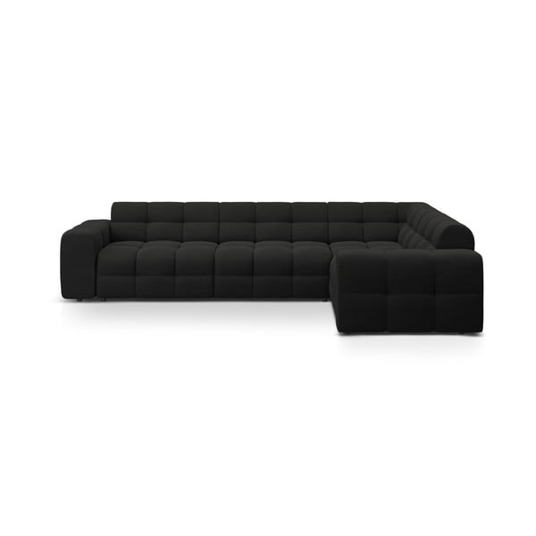 Juodos spalvos kampinė sofa (su dešiniuoju kampu/„L“ formos) Kendal – Micadoni 
