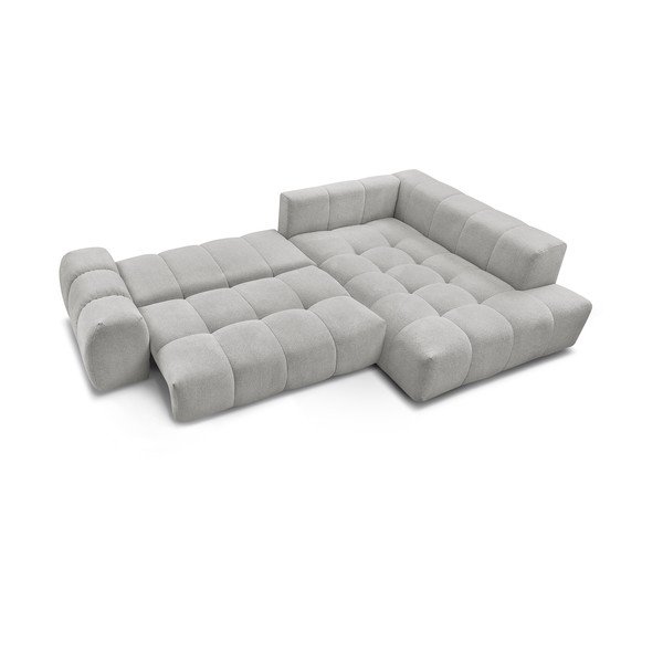 Šviesiai pilkos spalvos iš šenilinio audinio sulankstoma/su sandėliavimo vieta kampinė sofa (su dešiniuoju kampu/„L“ formos) Everest – Bobochic Paris-image-4