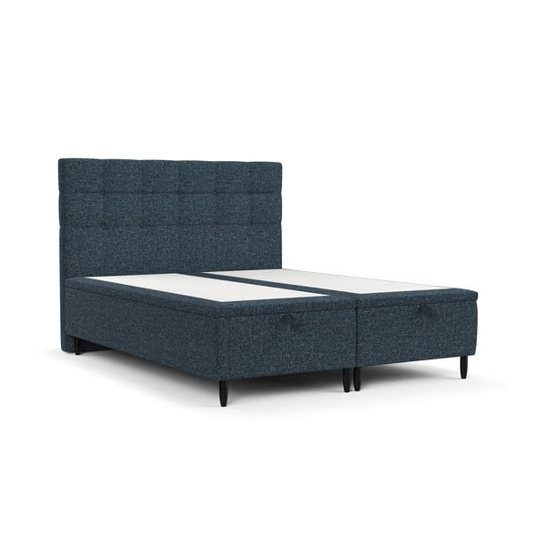 Dvigulė lova tamsiai mėlynos spalvos audiniu dengta su sandėliavimo vieta 140x200 cm Senses – Maison de Rêve