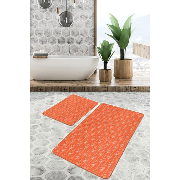 Terakotos spalvos iš velveto vonios kilimėliai 2 vnt. 60x100 cm – Mila Home-image-3