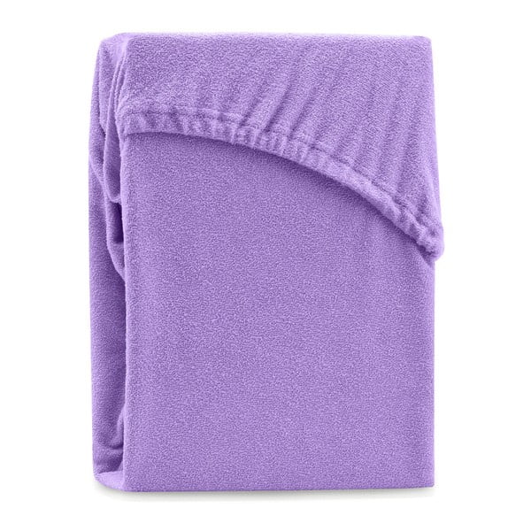 "AmeliaHome Ruby Siesta" violetinės spalvos elastinga paklodė dvigulei lovai, 180/200 x 200 cm