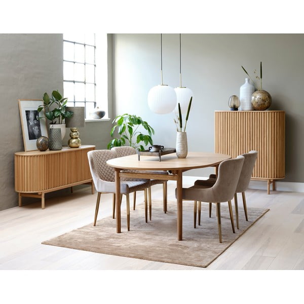 Sulankstomas ąžuolo apdailos valgomojo stalas 100x190 cm Carno - Unique Furniture-image-1