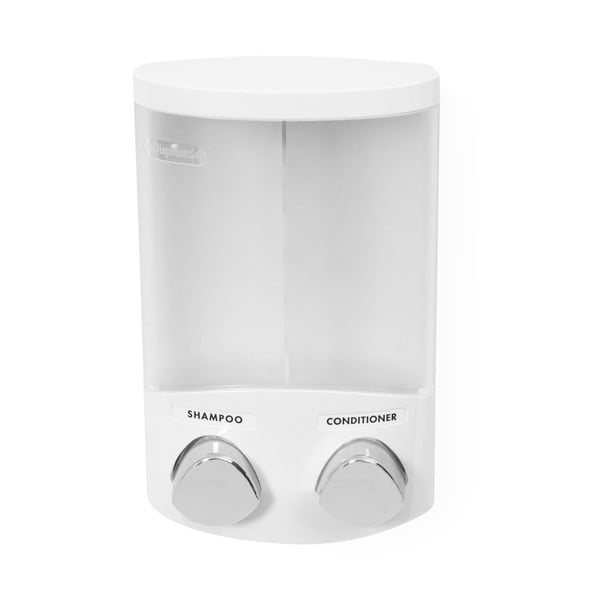 Klijuojamas iš plastiko muilo dozatorius baltos spalvos 620 ml Duo – Compactor-image-4