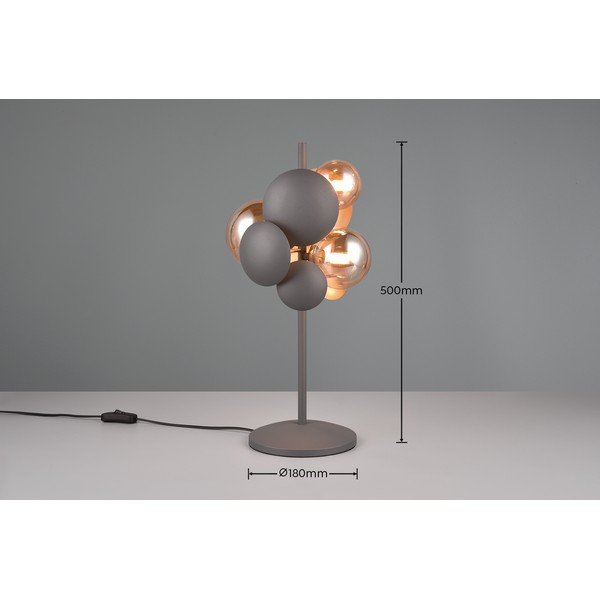 Stalinis šviestuvas pilkos spalvos/auksinės spalvos (aukštis 50 cm) su stiklo gaubtu Bubble – Trio Select-image-3