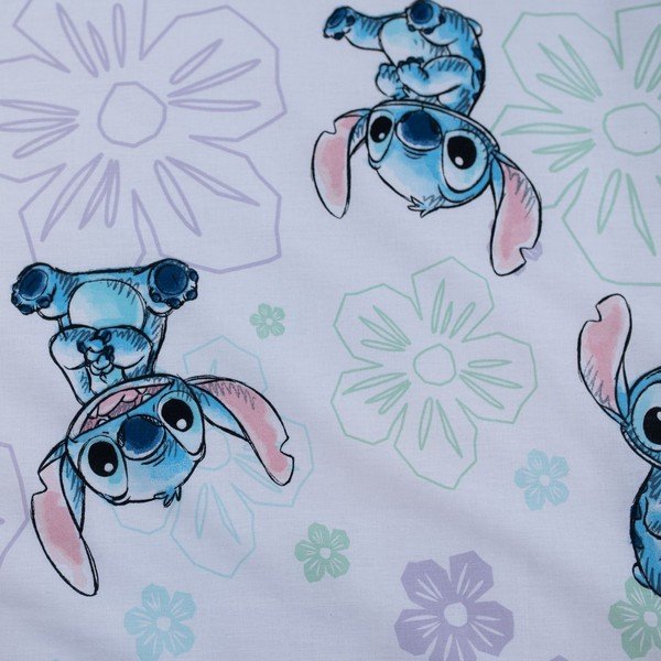 Baltos spalvos iš medvilnės vaikiška patalynė vaikiškai lovai 100x135 cm Lilo and Stitch "Ohana White" – Jerry Fabrics-image-4