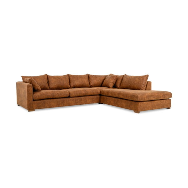 Iš dirbtinės odos kampinė sofa konjako rudos spalvos (su dešiniuoju kampu) Hamburg – Scandic-image-2