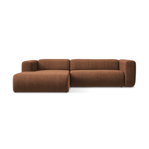 Terakotos spalvos kampinė sofa (su kairiuoju kampu/su gultu) Ekahi – Makamii