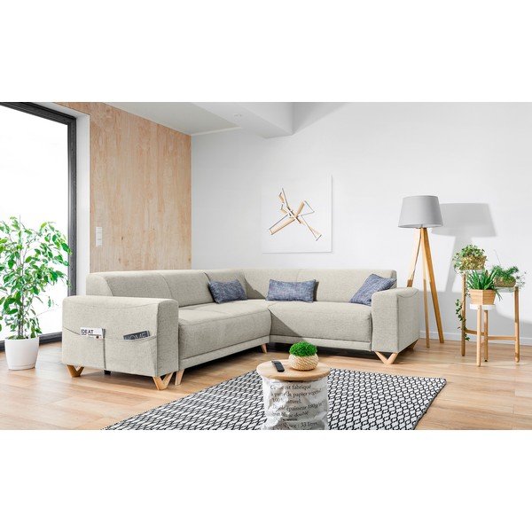 Smėlio spalvos sulankstoma/su sandėliavimo vieta kampinė sofa (su dešiniuoju kampu/„L“ formos) Classy Sophie – Miuform-image-3