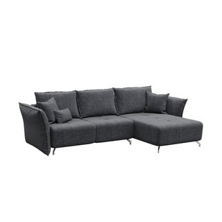 Tamsiai pilka kampinė sofa-lova Devichy Hermes