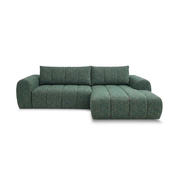 Tamsiai žalios spalvos kampinė sofa (su dešiniuoju kampu/su gultu) Nesty – Bobochic Paris