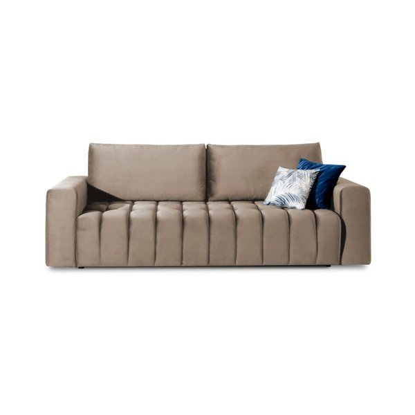 Šviesiai rudos spalvos iš velveto sulankstoma/su sandėliavimo vieta sofa 247 cm Lazaro – ELTAP