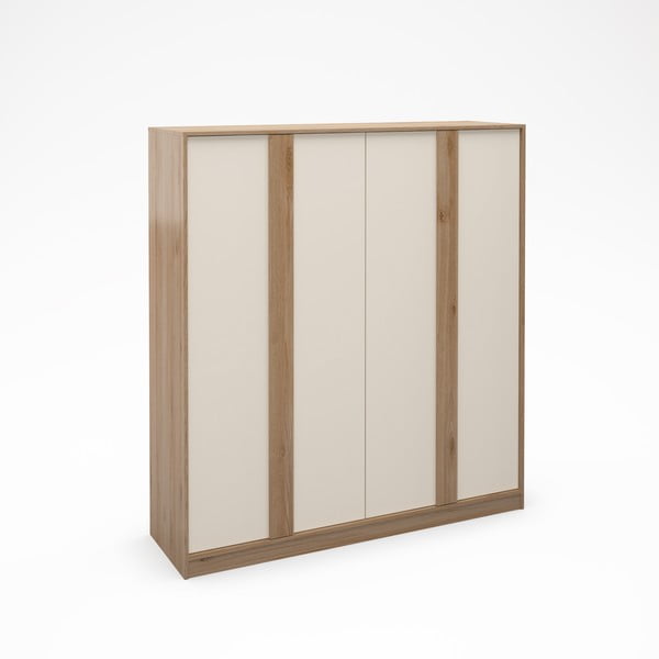 Drabužių spinta kreminės spalvos/natūralios spalvos iš ąžuolo 180x197,5x53 cm Dennis – Marckeric-image-4