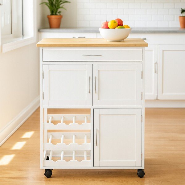 Iš bambuko vežimėlis ant ratukų 37x67 cm Harlow – Premier Housewares-image-1