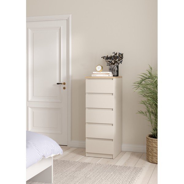 Kreminės spalvos šoninė spintelė 40x111x50 cm Naia – Tvilum-image-1
