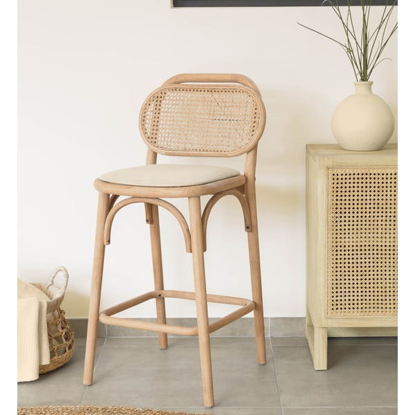 Natūralios spalvos iš ąžuolo masyvo baro taburetė (sėdynės aukštis 65 cm) Doriane – Kave Home-image-1