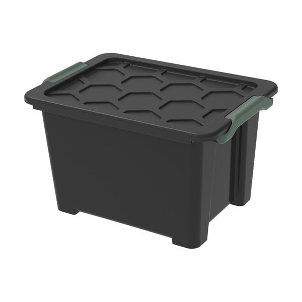 Blizgios juodos spalvos plastikinė laikymo dėžė su dangčiu Evo Safe - Rotho