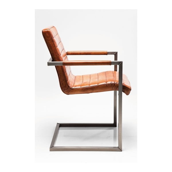 Ruda odinė kėdė su porankiais "Kare Design Cantilever-image-1
