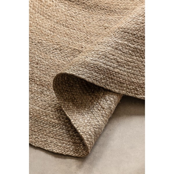 Apverčiamas pilkai smėlinės spalvos iš džiuto apvalios formos kilimas ø 100 cm Braided – Hanse Home-image-2