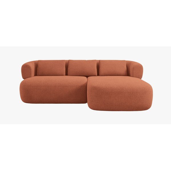 Terakotos spalvos kampinė sofa iš boucle (su dešiniuoju kampu/su gultu) Jenny – Micadoni -image-2