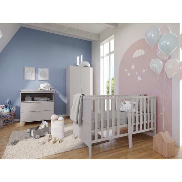 Kreminės spalvos su vystymo stalu vaikiška šoninė spintelė 89x102x77 cm Alkmaar – Germania-image-4