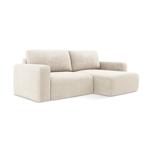 Kreminės spalvos sulankstoma/su sandėliavimo vieta kampinė sofa iš šenilinio audinio (su dešiniuoju kampu/su gultu) Kona – Makamii-image-2