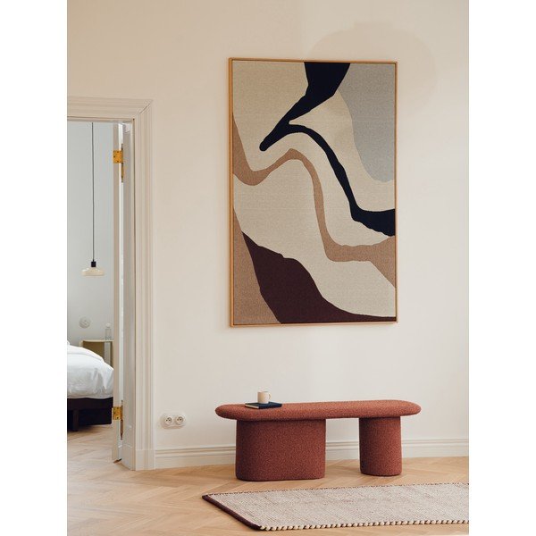 Raudonos plytų spalvos paminkštinto audinio suolas iš boucle Rull – noo.ma-image-1