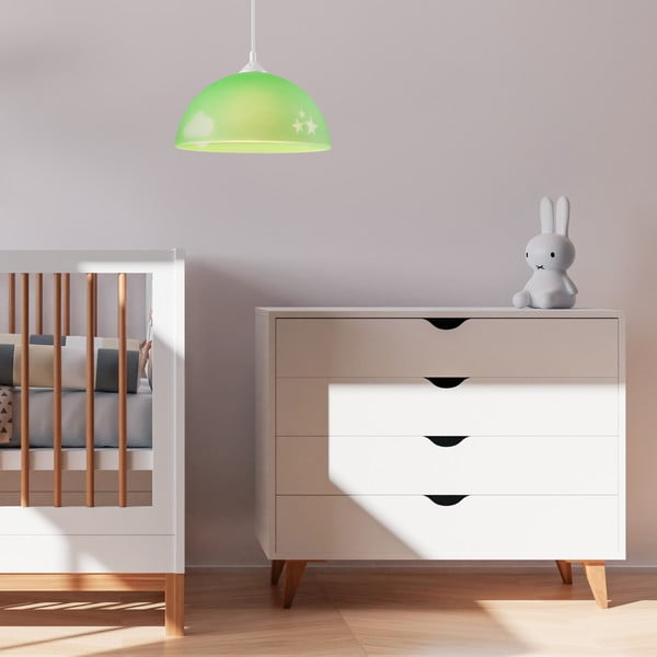Vaikiškas šviestuvas žalios spalvos ø 30 cm su stiklo gaubtu Day & Night – LAMKUR-image-3