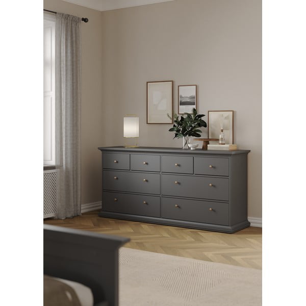 Žema šoninė spintelė pilkos spalvos 183x87 cm Paris – Tvilum-image-1