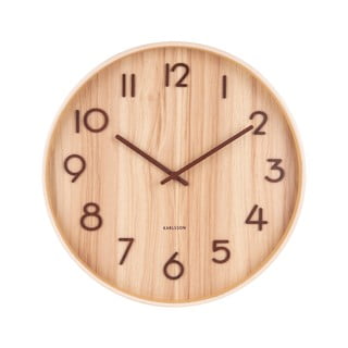 Šviesiai rudos spalvos sieninis laikrodis iš liepos medienos Karlsson Pure Medium, ø 40 cm