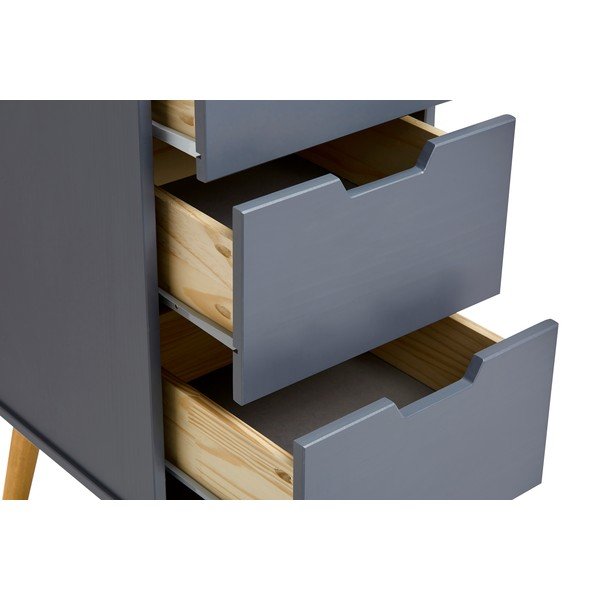 Pilka pušies masyvo komoda Marckeric Baku, 94 cm aukščio-image-3