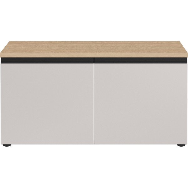 Pilkai smėlinės spalvos/šviesios natūralios spalvos spintelė batams su suoliuku 96x49x41 cm Cormano – Germania-image-4