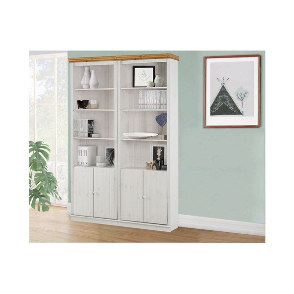 Iš pušies masyvo knygų spinta  baltos spalvos 148x223 cm Anita – Støraa-image-1