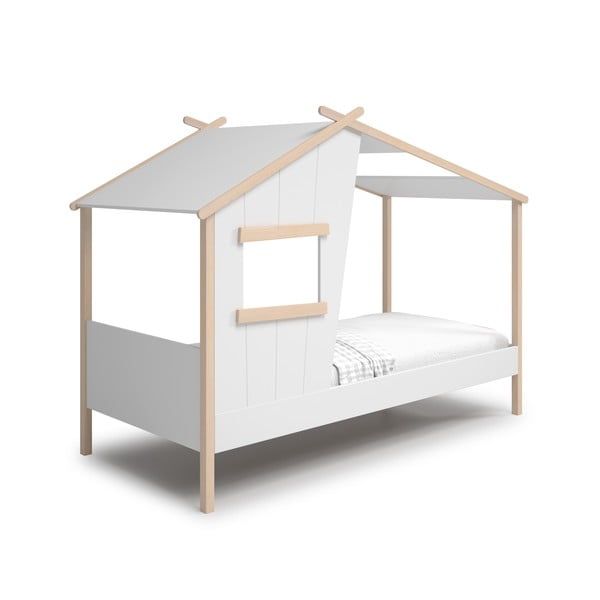 Naminė iš pušies masyvo vaikiška lova baltos spalvos 90x190 cm Luba – Marckeric-image-2