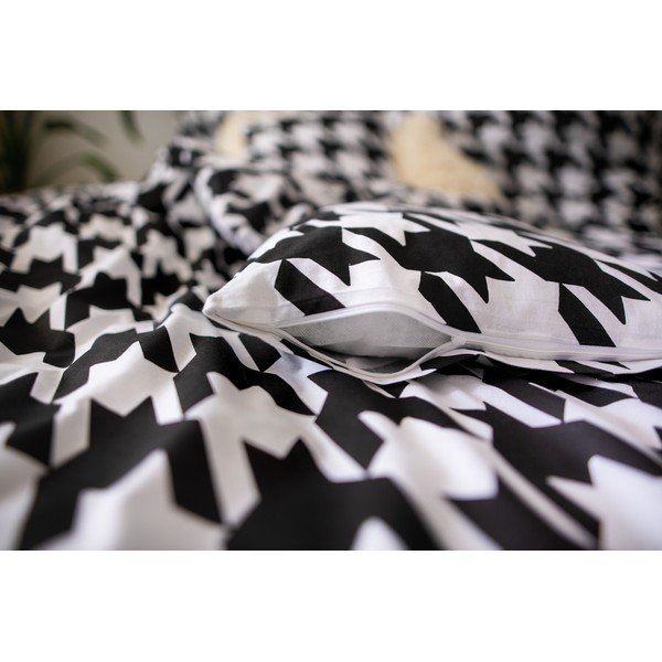 Juodai balta medvilninė patalynė viengulei lovai Cotton House Dita, 140 x 200 cm-image-3