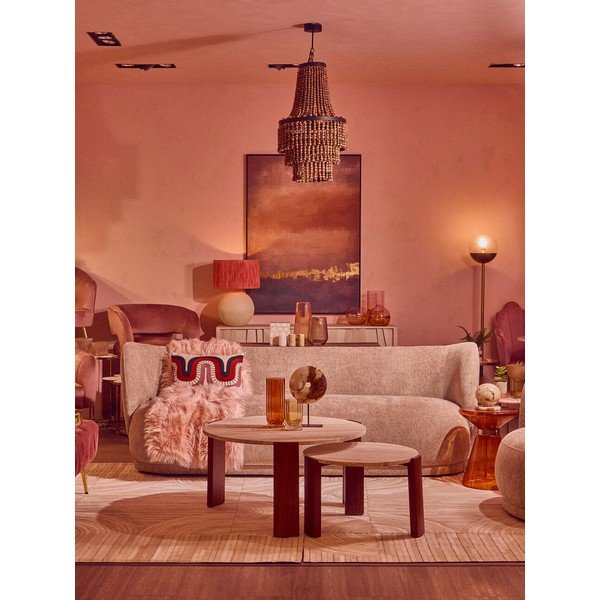 Rudos spalvos/šviesios natūralios spalvos su marmuriniu stalviršiu apvalios formos kavos staliukas ø 60 cm Palermo – Premier Housewares-image-2