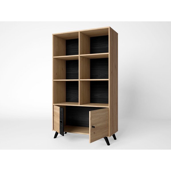 Juoda ąžuolinė knygų spinta 92x160 cm Natura - Marckeric-image-1