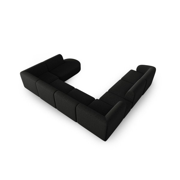 Juodos spalvos iš šenilinio audinio kampinė sofa (su kairiuoju kampu/„U“ formos) Paolo – Milo Casa-image-3