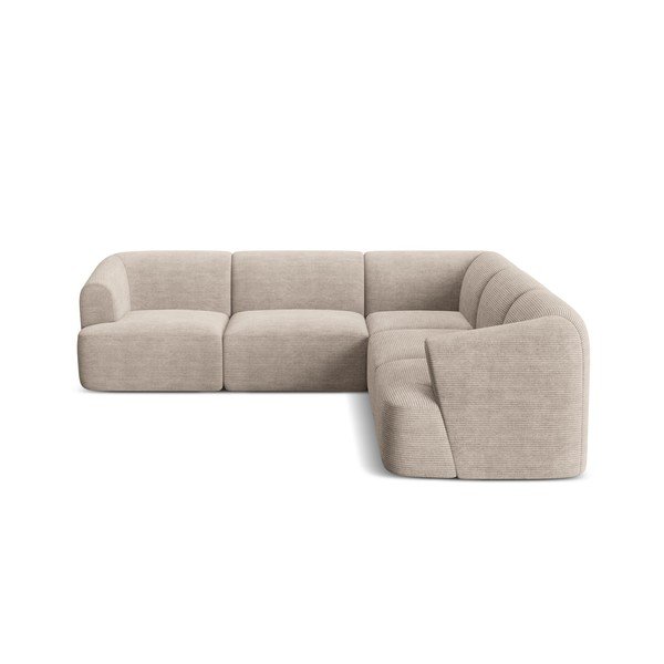 Šviesiai rudos spalvos kampinė sofa iš kordinio velveto Campi – Cosmopolitan Design-image-2