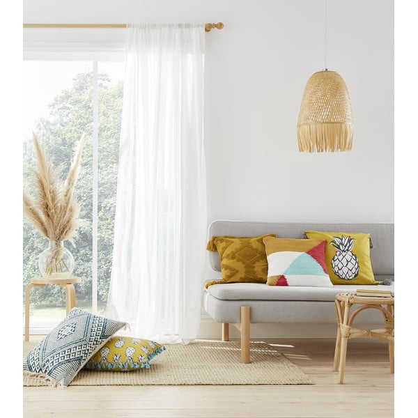 Iš šydo permatoma užuolaida baltos spalvos 140x183 cm Aletta – Pineapple Elephant-image-1